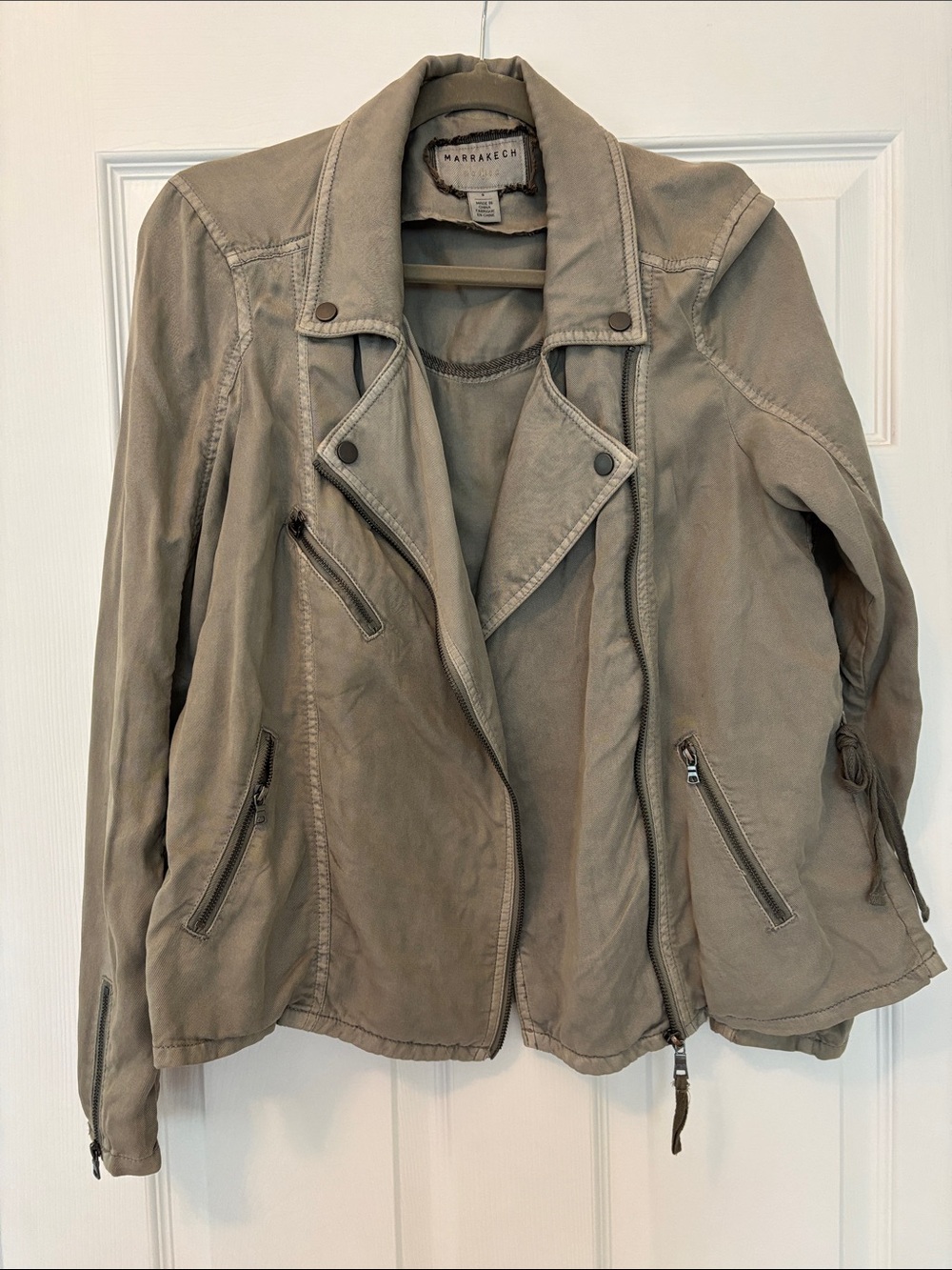 Anthropologie Women's Leather Moto Jacket in Taupe